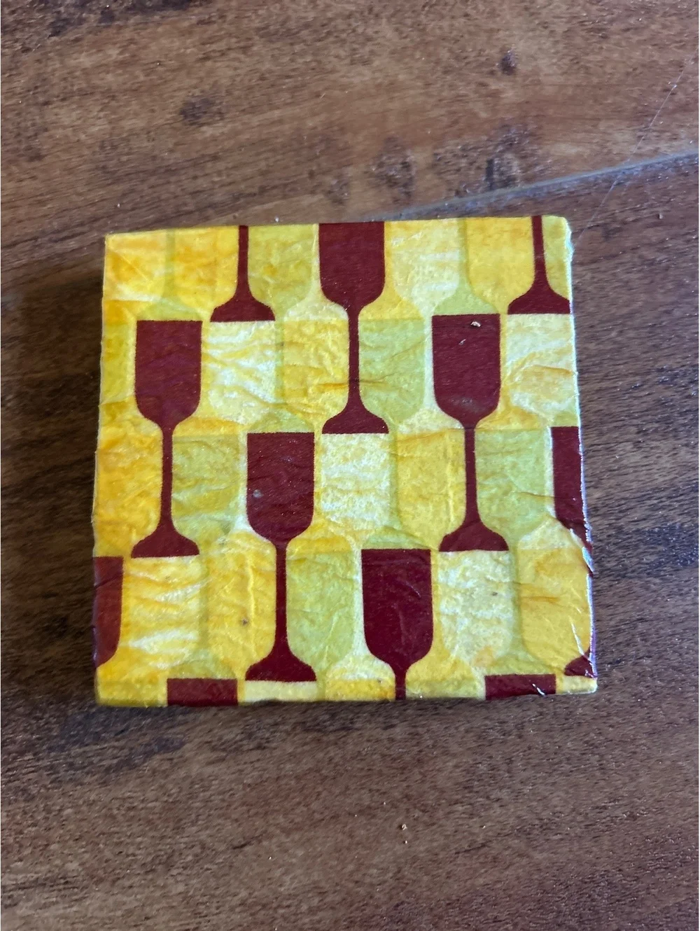 Set of 4 Decorative Wine Glass Patterned Cork Coasters